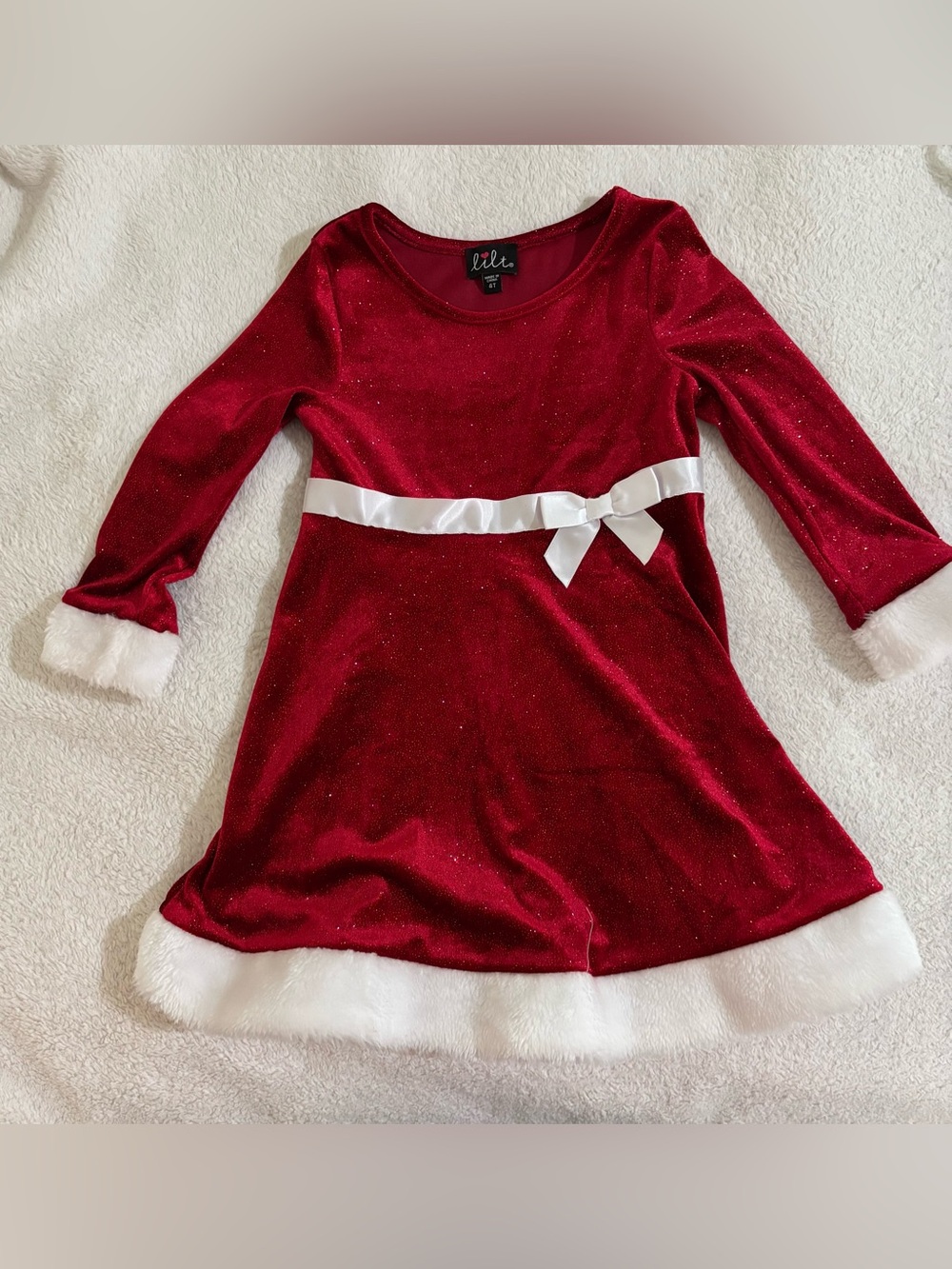 Lilt Sparkling Red Velvet Holiday Top with Heart Logo 4T